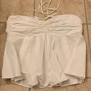 White pleated crop top